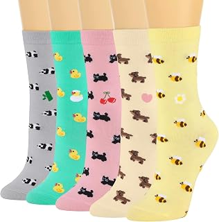 AGRIMONY Women's Socks Funny Socks Cat Dog Pattern Cute Multipack – Christmas Birthday Gifts for Her