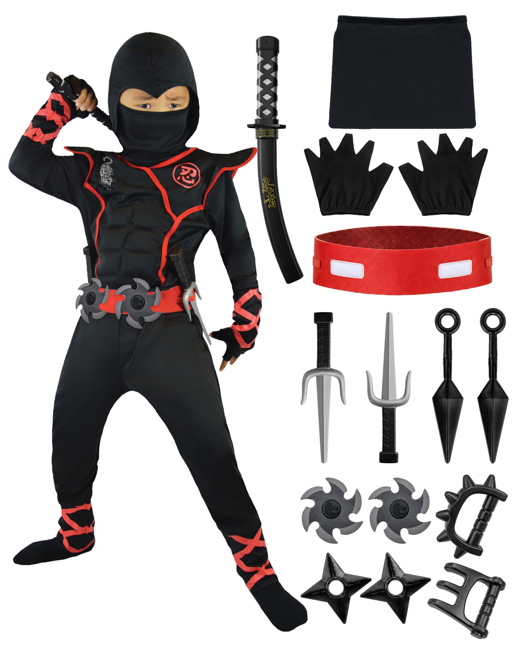 Spooktacular Creations Halloween Ninja Costume, Ninja Outfit Set for Kids, Hallo