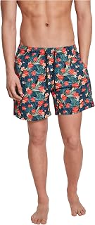 Urban Classics Pattern Palm Men's Swimming Shorts Black/Olive Basic Streetwear