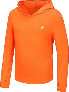 HODOSPORTS Boys Rash Guard Swim Shirt Long Sleeve for Kids UPF 50+ Sun Protection Hooded Swimming Hiking