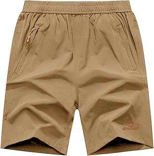 Rdruko Men's Quick Dry Hiking Shorts Lightweight Running Gym Outdoor Active Shorts with Zipper Pockets