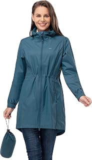 33,000ft Waterproof Rain Poncho Lightweight Breathable Windproof Hooded Thin Foldable Long Waterproof Coats Women
