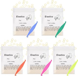 OFFCUP Orthodontic Elastic Bands, 500pcs Dental Rubber Traction Bands, Orthodontic Elastic Rubber Bands with 5pcs Elastic Placer for Braces for Dentist Braids Braces Teeth Gap (Fox 1/4")