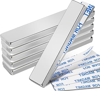 MIKEDE Neodymium Bar Magnets with Adhesive Backing for Fridge 6Pcs | Magnetic Strips Refrigerator Blocks Crafts Extra Super Sticky Bar for Science Experiments Classroom Craft Office