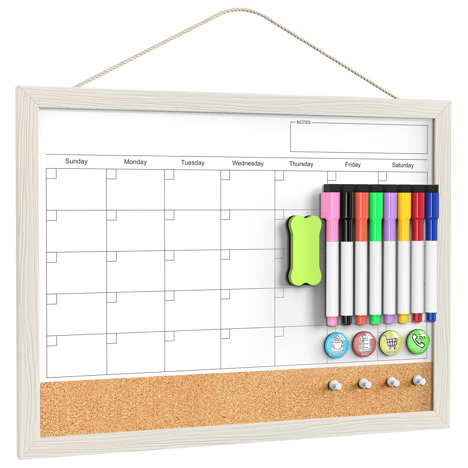 Tankee Dry Erase Calendar for Wall, 17x13 Hanging Whiteboard Calendar | Magnetic