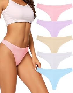 VOENXE Seamless Women Underwear Thongs,No Show Ladies Panties,Breathable
