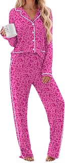 Ekouaer Conjunto de pijama de algodón para mujer, de manga larga