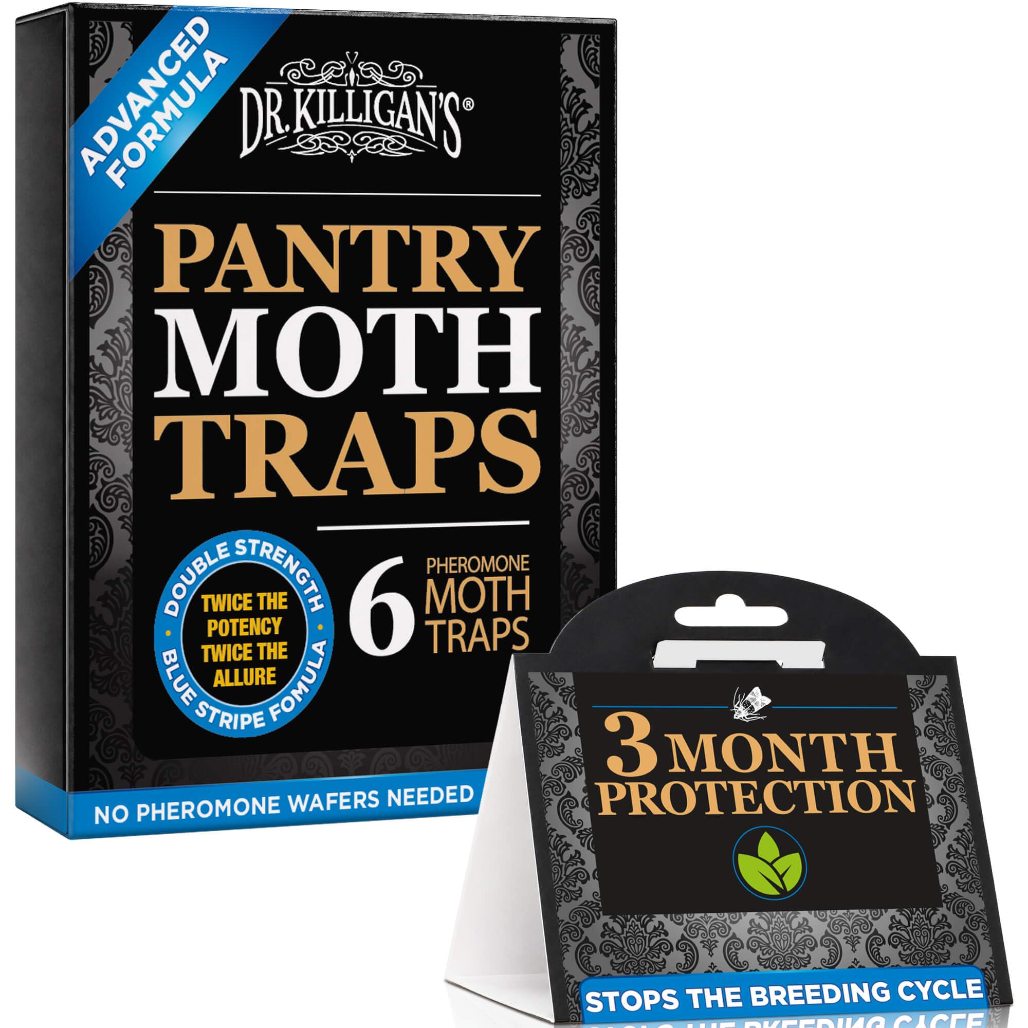 Dr. Killigan's Pantry Moth Traps with Pheromones Prime, 6 Pack, Black | Special 