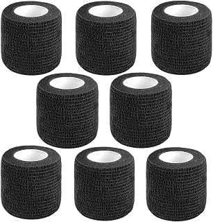 Self Adhesive Bandage Wrap,2" Black Cohesive Bandages Vet Wrap Sports Tape | 8 Pack Elastic Breathable Athletic Wrap Bulk for First Aid Supplies, Wrist Sprains Protection
