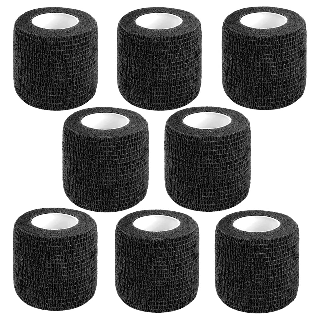 Self Adhesive Bandage Wrap,2" Black Cohesive Bandages Vet Wrap Sports Tape | 8 P