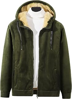 Gihuo Mens Sherpa Hoodies Zip Up Fleece Lined Sweatshirt Hooded Winter Warm Jacket