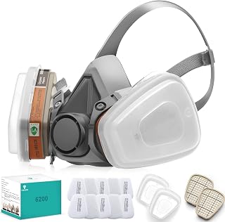RANKSING Reusable Half Facepiece Shield 6200 Face Cover with Filters to Against Dust, Fumes, Asbestos while Painting, Spraying, Sanding, Welding, Construct, DIY and Other Worker PPE
