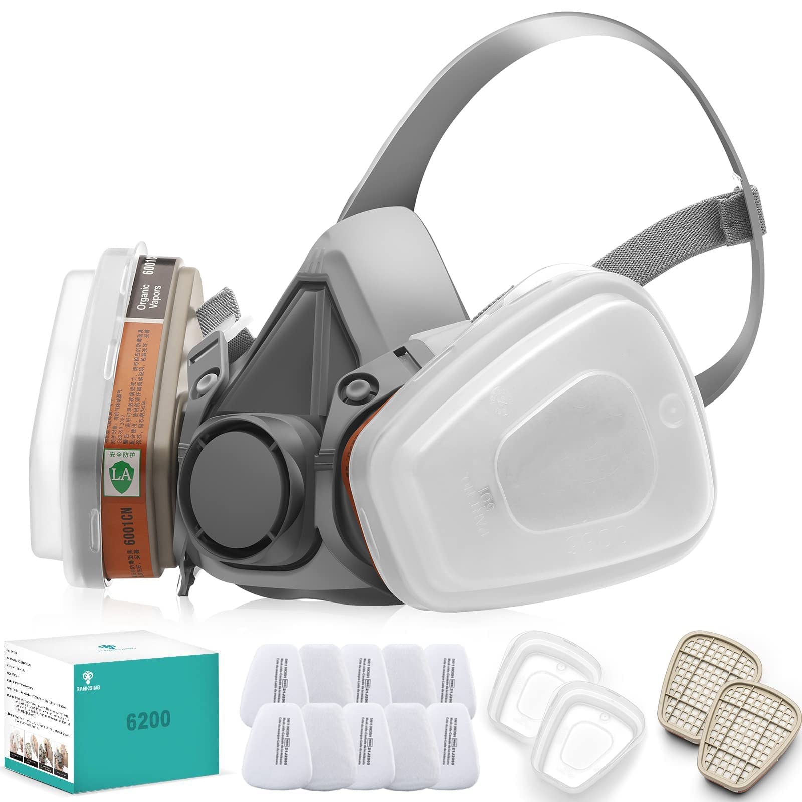 RANKSING Reusable Half Facepiece Shield 6200 Face Cover with Filters to Against 