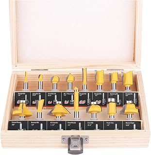 KOWOOD Router Bits Set of 15 Pieces 1/4 Inch Woodwork Tools for Beginners