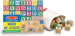 Melissa & Doug Deluxe Wooden ABC 123 Number Blocks | 50 Wooden Blocks, Numbers and Letters, Sorting and Stacking, Montessori Toys, Pouch, Toddler Learning Toys for Kids, Ages 2+