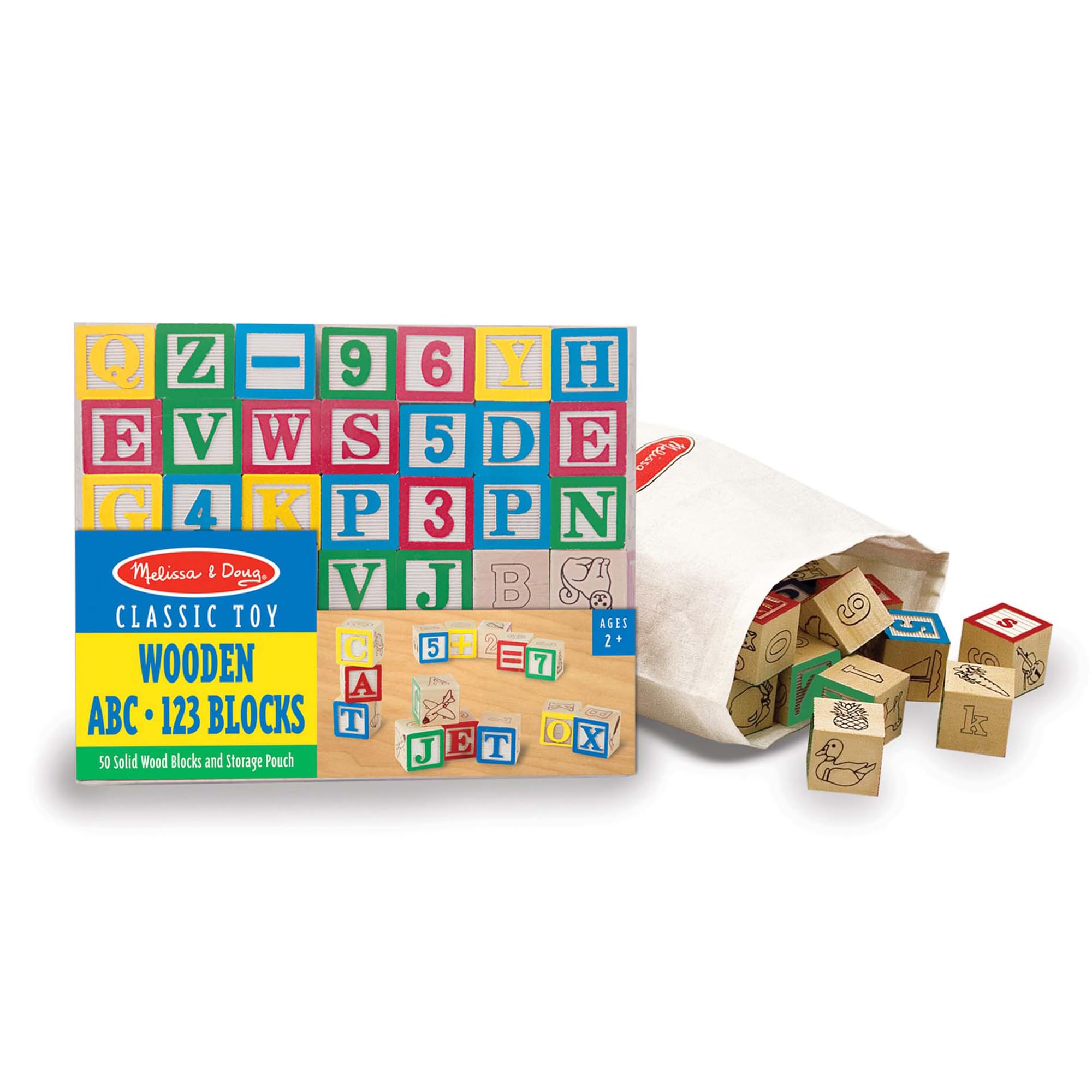 Melissa & Doug Deluxe Wooden ABC 123 Number Blocks | 50 Wooden Blocks, Numbers a