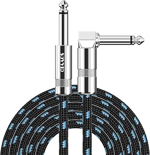 Sovvid Professional Guitar Cable 3M/10FT, Braided Guitar Lead Instrument Cables 6.35mm 1/4 Inch Jack Cord for Electric Guitar Bass, Amp, Speaker, Keyboard, Mandolin, Pro Audio (Black Blue)