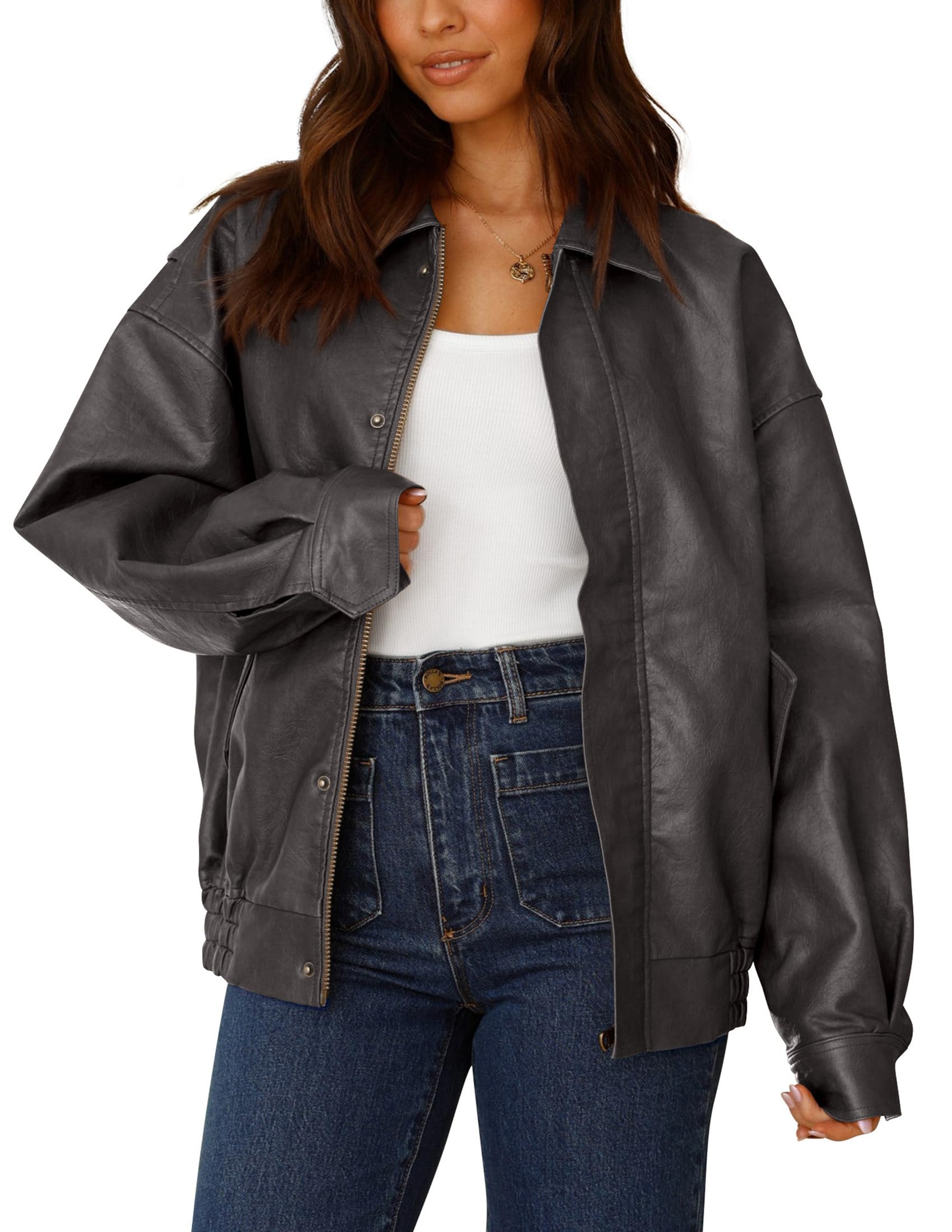 PRETTYGARDEN Women's Faux Leather Motorcycle Jackets