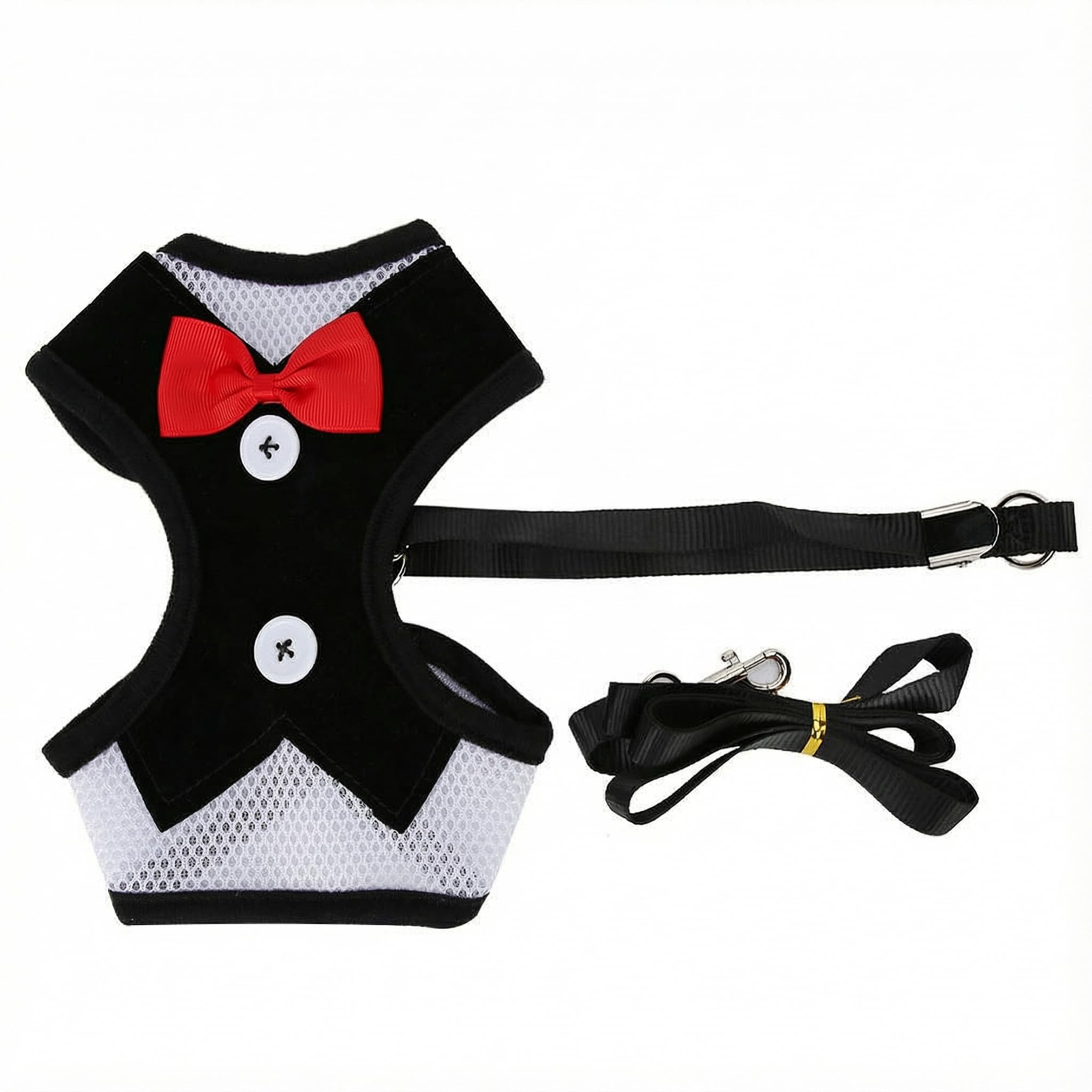 Pet Harness Tuxedo Soft Mesh Padded Pet Harness with Handle for Small Dogs and C