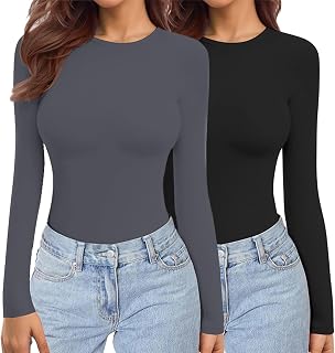 Ekouaer Womens 2 Pack Long Sleeve Tops Thermal Shirts XS-XXL