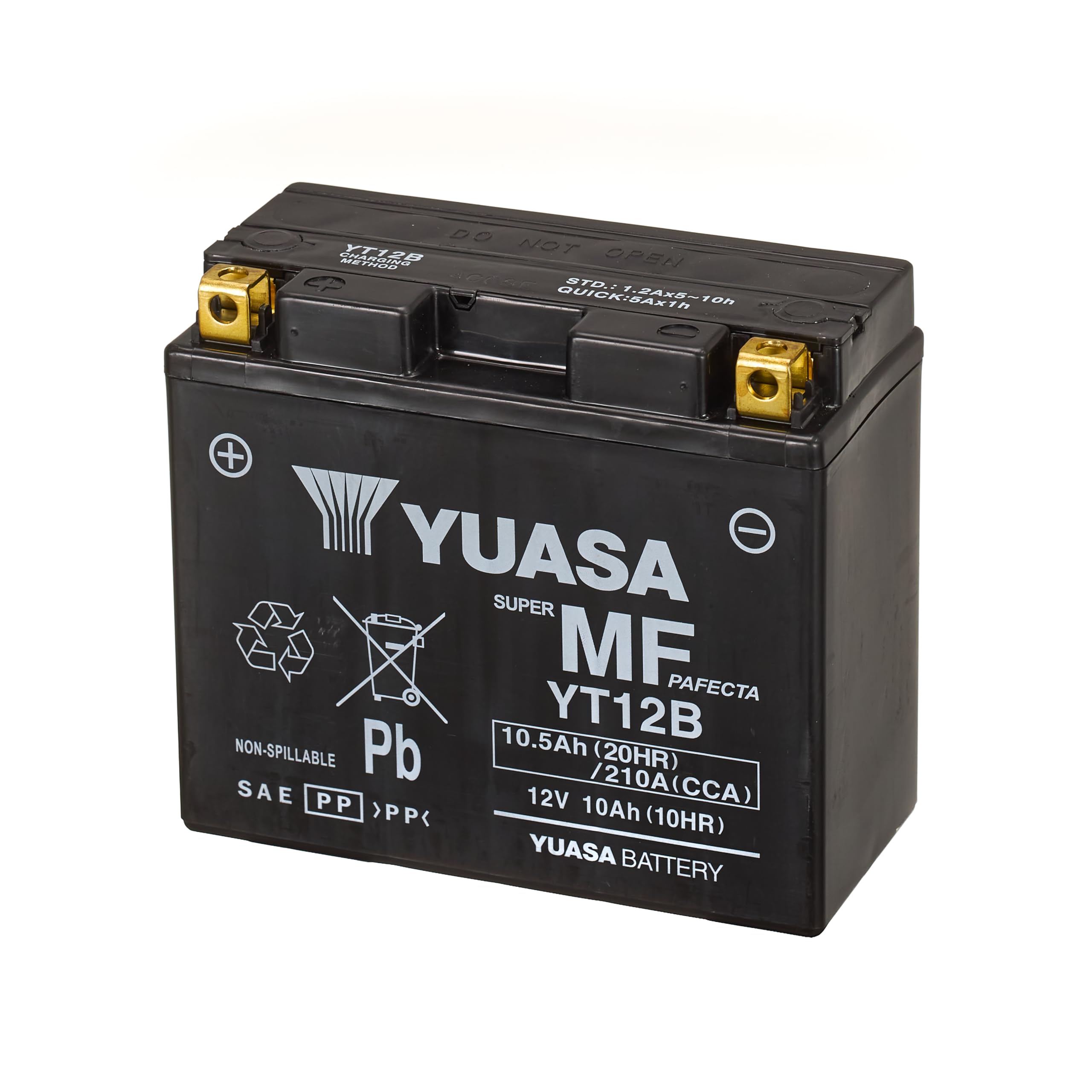 Yuasa YT12B 12V 210 CCA Maintenance Free AGM VRLA Motorbike Battery | 10.5 Ah Ca
