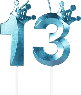 Blue Birthday Candles Number 13 Candle, Happy 13th Birthday Cake Topper, 3D Crown Number Candle Birthday Candle, 13 Candle Birthday, Birthday Decorations Blue, Cake Topper Décor