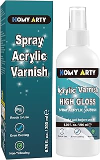 HOMY ARTY Acrylic Varnish Spray, High Gloss Varnish | for Acrylic Painting, High-Gloss Finish Clear Coat Spray Paint for Lasting Protection, Ready to Use Paint for Clay, Artwork