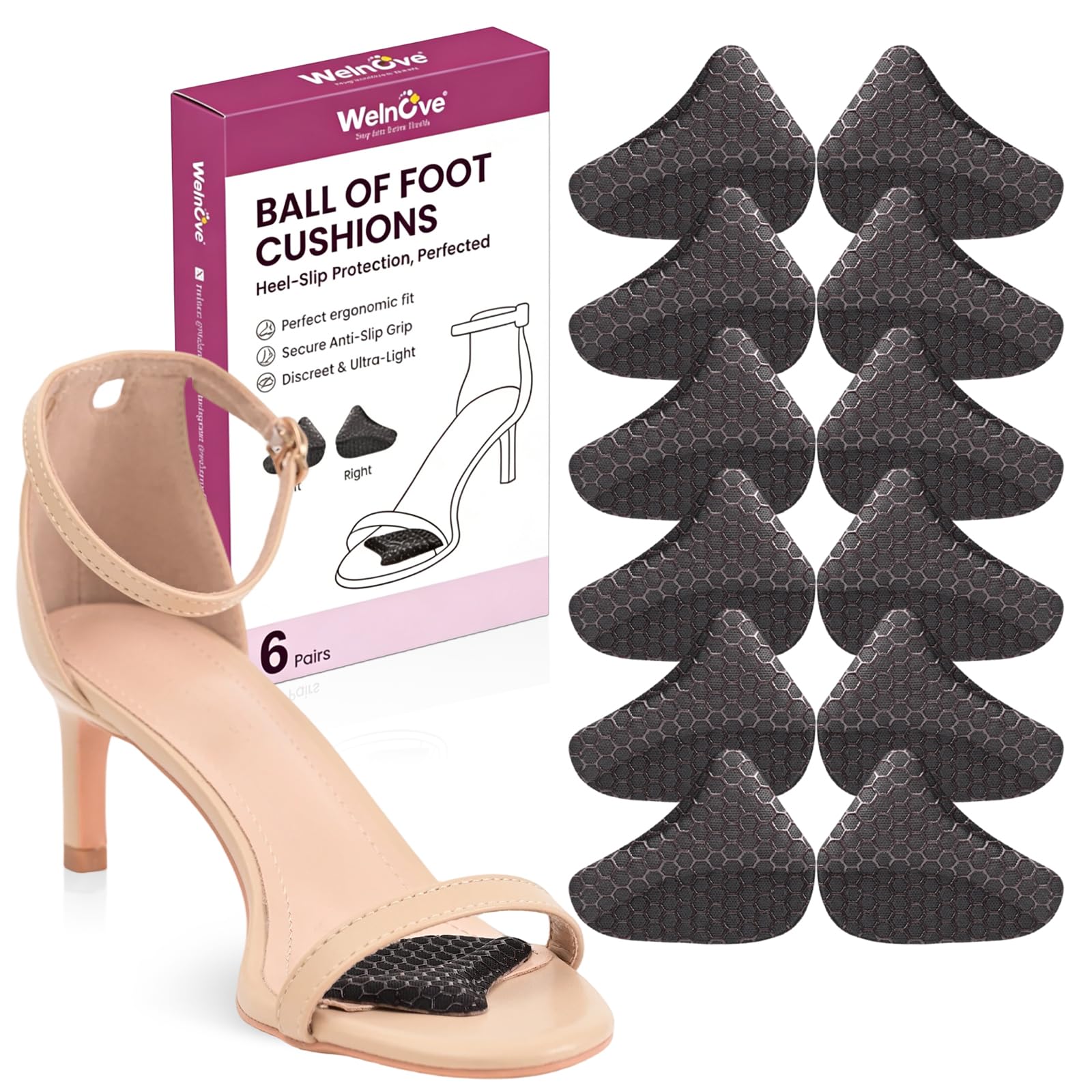 Anti Slip Foot Pads for High Heels - Heel Slip Stopper with Strong Adhesive Toe 