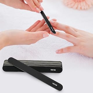 10pcs Professional Double Sided Nail File 100/180 Grit Black Manicure Pedicure