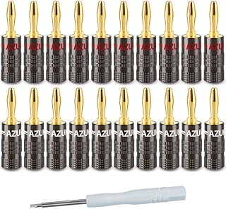 Banana Plug (Set of 20) 24K Gold Plated for Audio 12AWG to 18AWG Speaker Cable Connector with Screwdriver