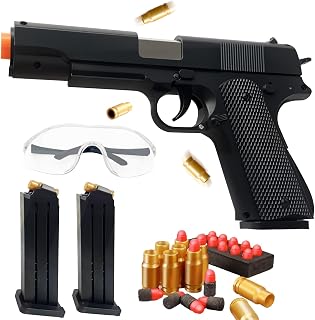 Classic 1911 Foam Blaster - Toy Pistol with Shell Ejection, 32FT Range, Includes 2 Mags, 50 EVA Bullets, 40 Shells & Goggles, Realistic Target Practice, Exciting Gift for Teens & Adults