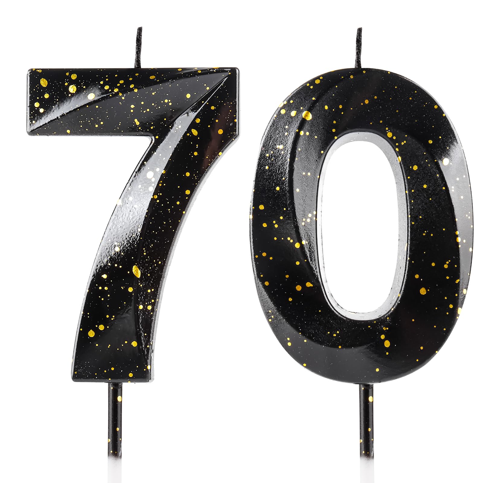 Number 70 Candles 70th Birthday Candles 3D Black Gold Happy Birthday Candle Prem