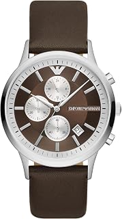 Emporio Armani Reloj Hombre, Movimiento Cronógrafo con 3 subesferas y Caja de 43mm con Correa de Acero, Piel o Silicona