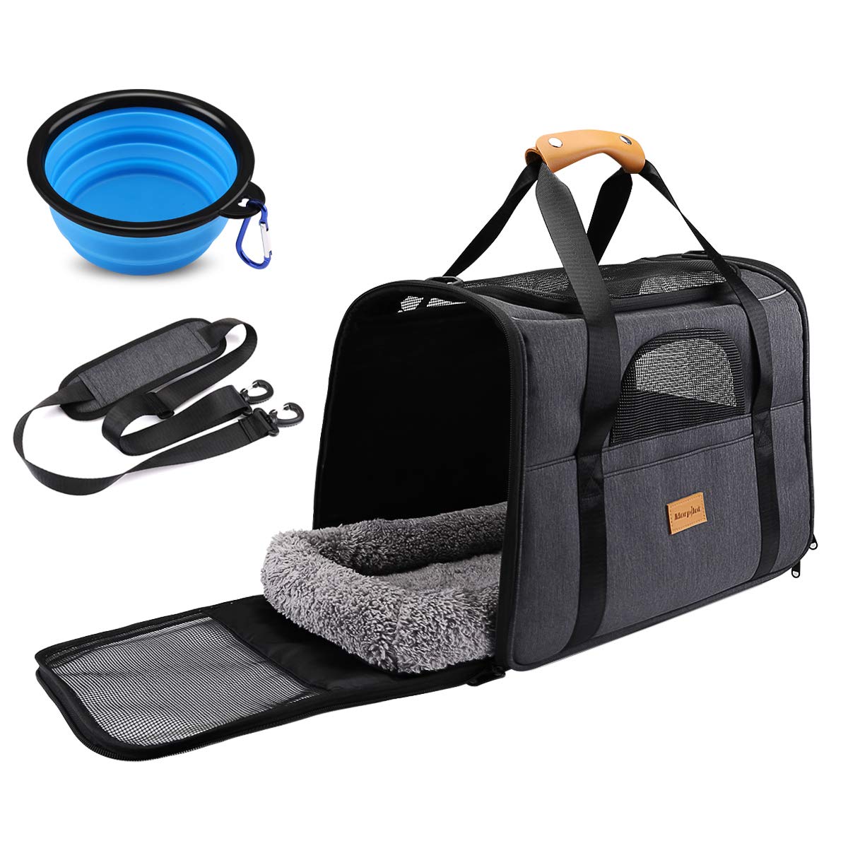 Morpilot Cat Carrier - Airline Approved, Top Opening Portable Dog Bag with Breat
