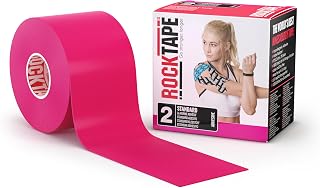 RockTape Kinesiology Tape Athletes, Water Resistant, Reduce Pain & Injury Recovery, 5cm x 5m, Uncut, Pink