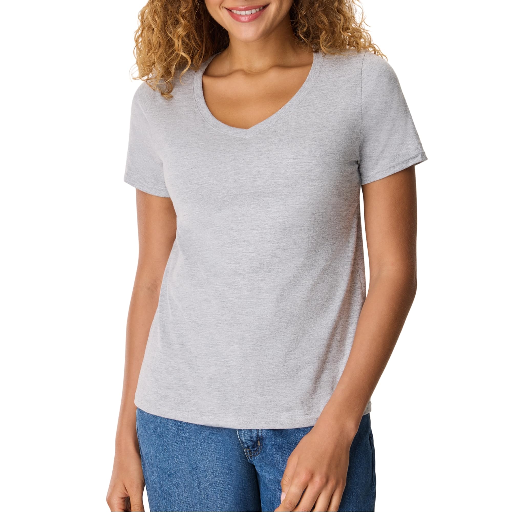 Hanes Women's Nano Premium Cotton V-Neck Tee