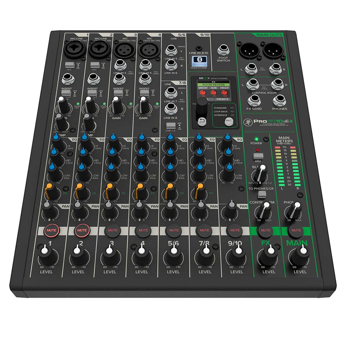 Mackie ProFX10v3+ 10-Channel Mixer, Bluetooth + USB Recording, GigFX+ | Analog m