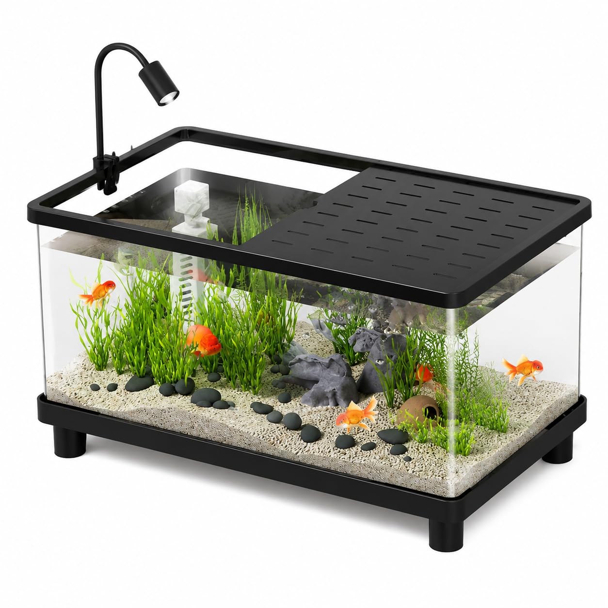 JWQFBC Acrylic Tank Aquarium Kit with Bottom, Complete Low-Maintenance Aquatic H