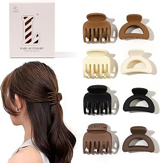 8 Pieces Women's Hair Clips - 4 cm Medium Opaque Half Circle and Double Row of Teeth Clip for Thin Medium Fine Hairstyles Small Non-slip Clips Hair Accessories for
