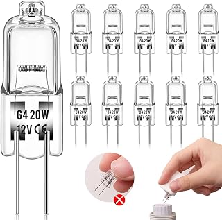 G4 Halogen Light Bulb (10 Pieces) 12V 20W 2800K Halogen Bulbs Warm White Dimmable for replacing crystal chandeliers, sign lights, kitchen lights, etc.