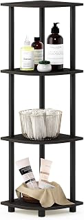 FURINO Turn-N-Tube 4-Tier Corner Shelf, Corner Rack, Height 43.5 x Width 11.6 x Depth 11.6 inches (110.5 x 29.5 cm), Color Espresso/Black