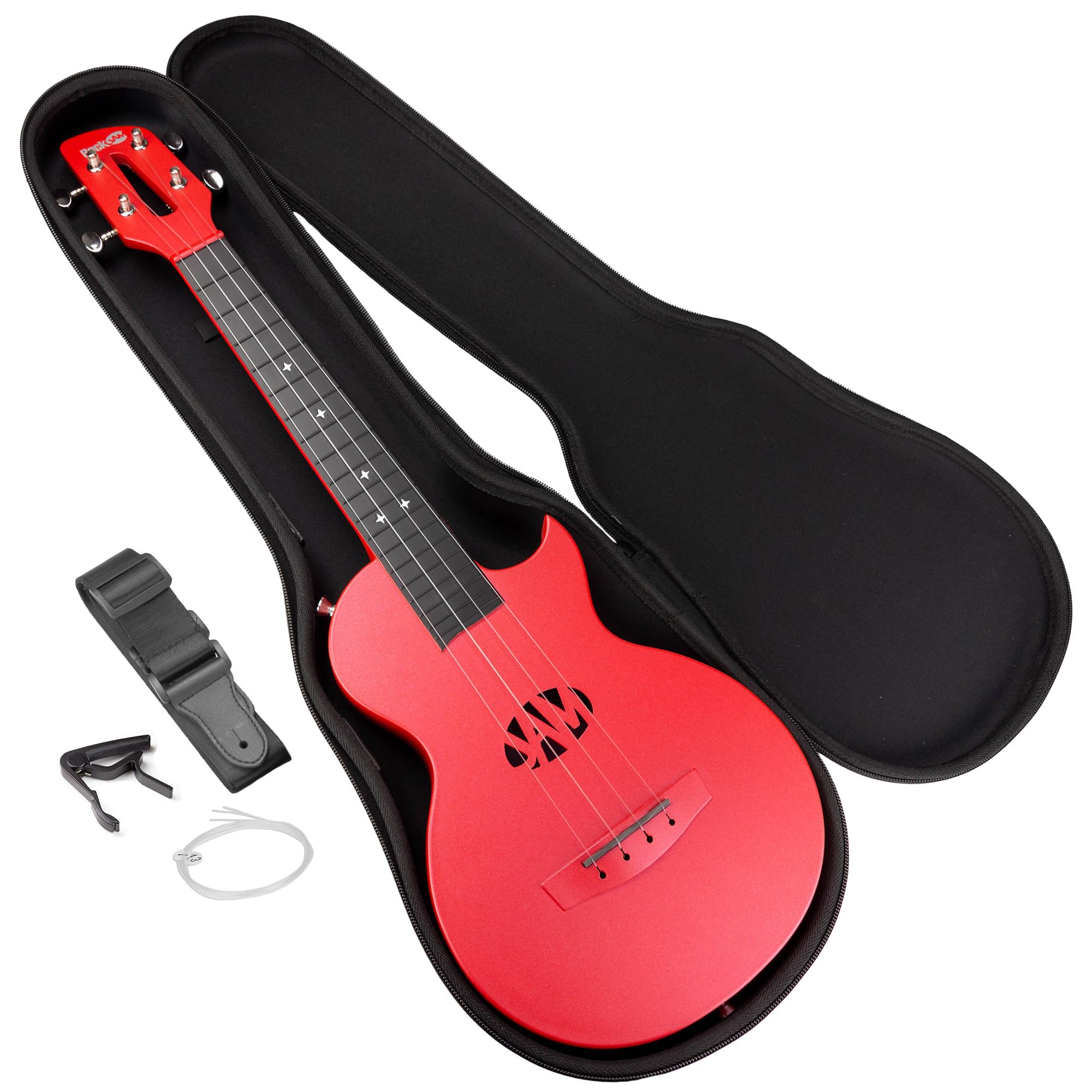 RockJam Carbon Fibre Ukulele with Case, Capo & Strap