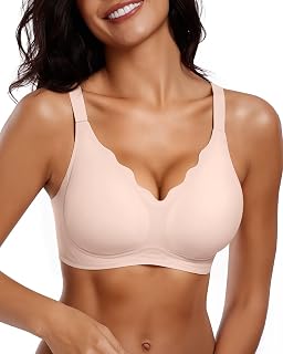 Vertvie Seamless Bra Women's Without Underwire V Neck Push Up Comfort Soft Seamless Padded Bralette Ultra Comfortable T-Shirt Bra