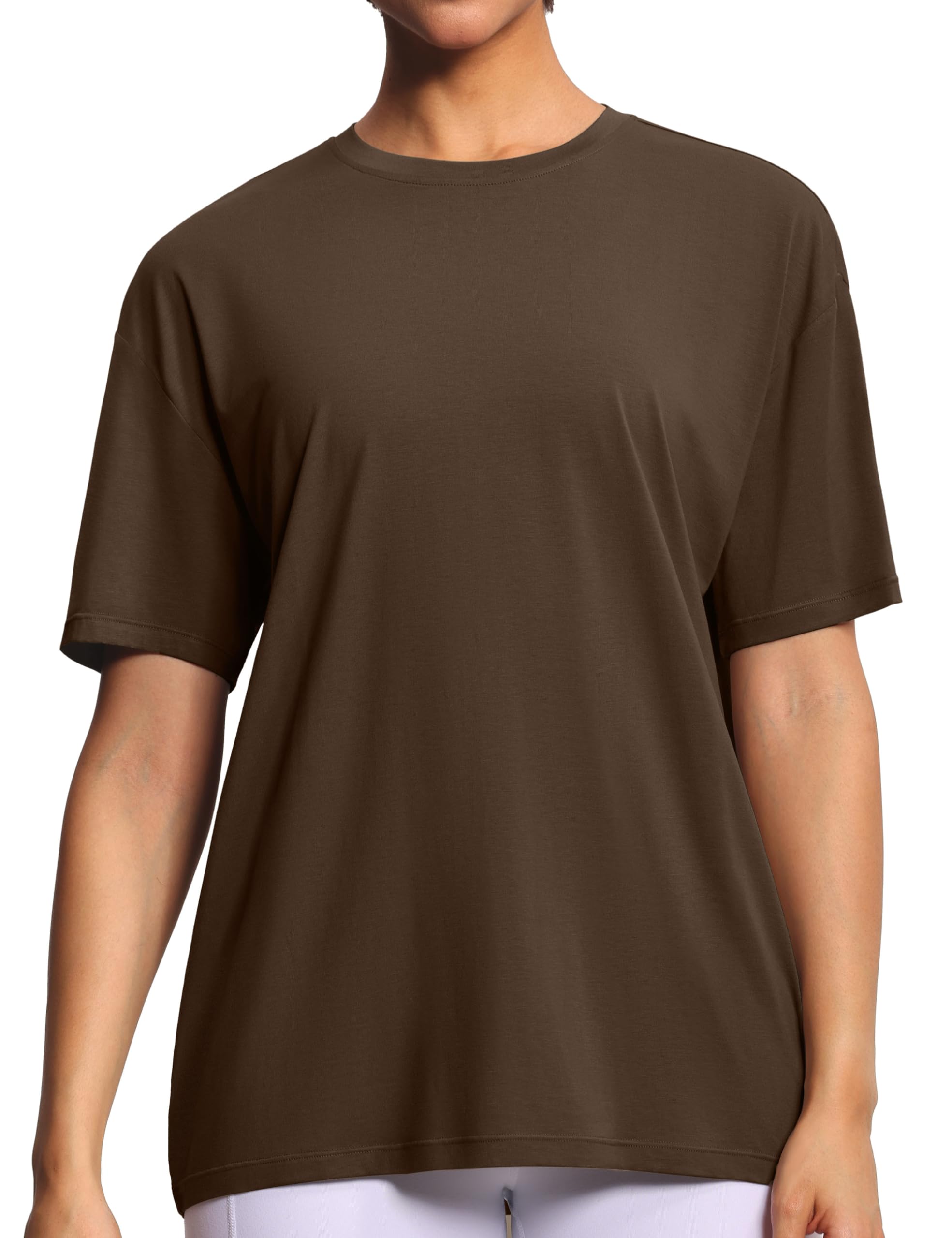 THE GYM PEOPLE Women's Workout Tops Oversized T-Shirts Crewneck Basic Tee | Soft