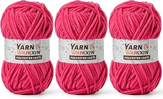 3 Pack Soft Chenille Yarn for Crocheting, Fluffy Chunky Crochet Yarn for Baby Blanket, (5.29oz/196.8yds) Fuzzy Velvet Yarn for Amigurumi&DIY Puzzle、Crafts、Scarf(3 Rose)