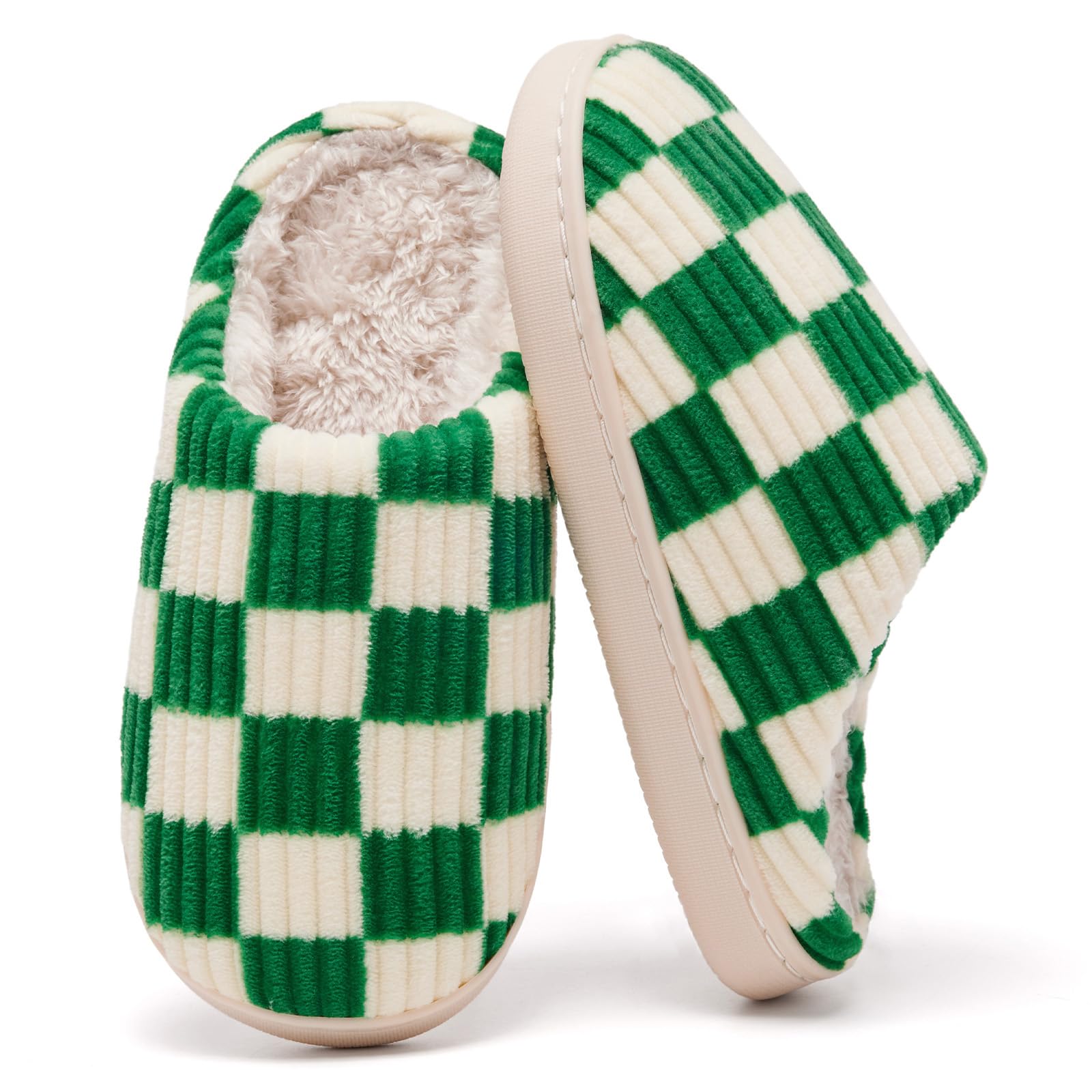 Guyarns Kids Slippers for Boys Girls Plush Lined Memory Foam Checkered Slippers 