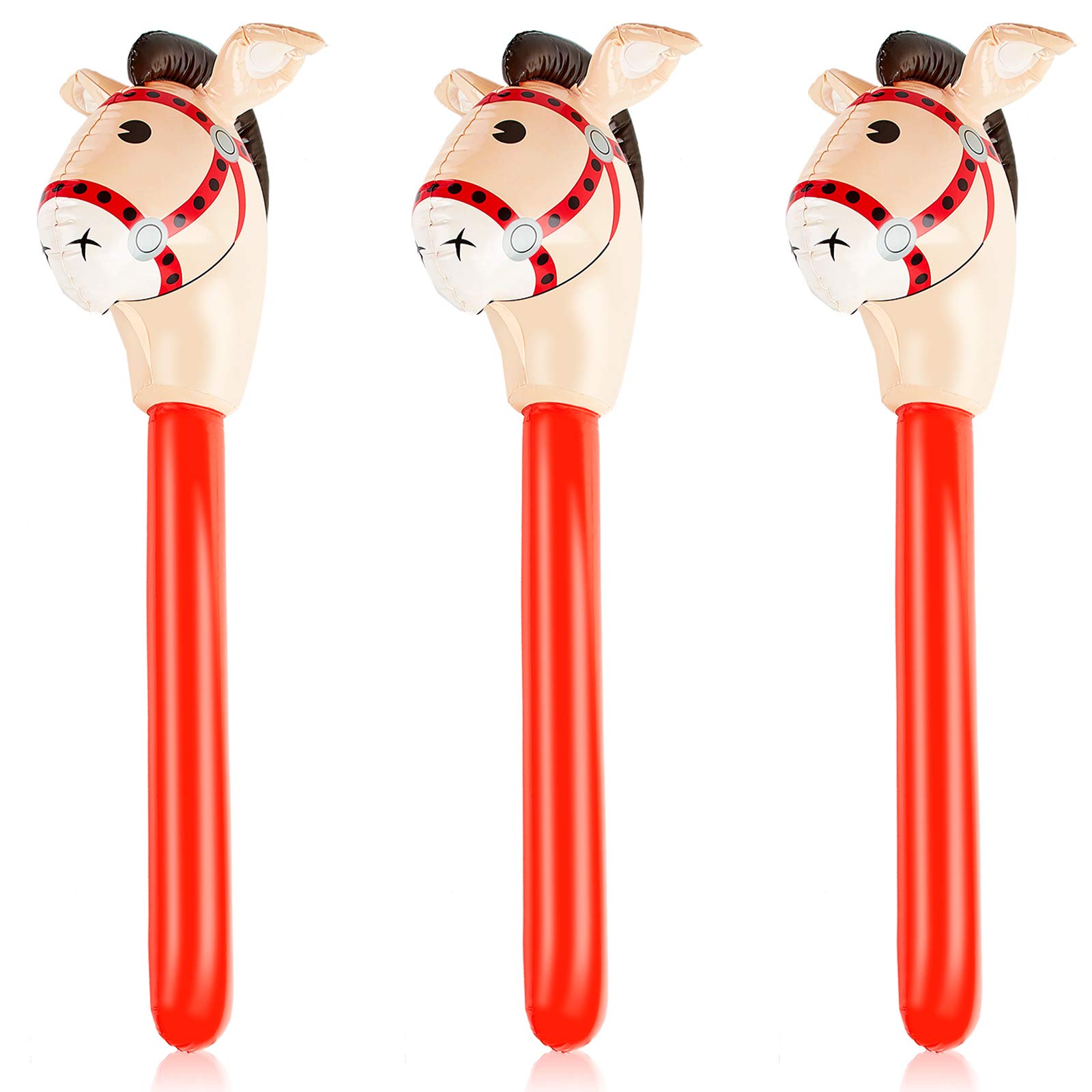 Gejoy 3 Pieces Inflatable Stick Horse Party Decoration,Classic Style | Horse Hea