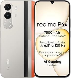 realme P4X 4G Smartphone, 4GB+256GB, LCD Display 120Hz 6.8", Titan 7500mAh Battery, Quick Charge 45W, Reverse Charge 6W, Anti-Shock MIL-STD 810H, IP64, Next AI System, Rally White (No Charger)