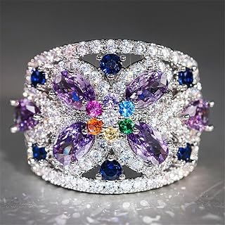Graceful Lady's Ring with Bright Colorful CZ Dainty Jewelry for Engagement