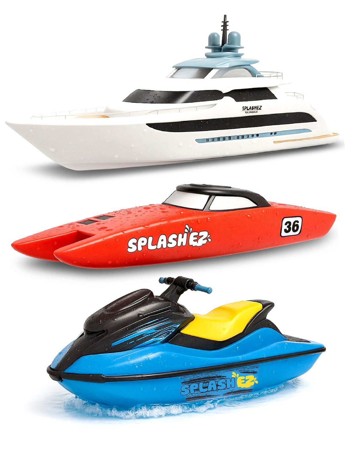 SplashEZ Boat Toys for Toddlers & Kids, Mold Free Bath & Pool Toys No Hole | Flo